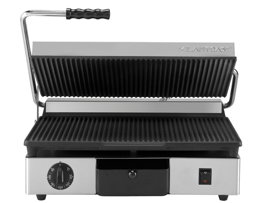 Milantoast Cast Iron Panini Grills large fonte rainurée